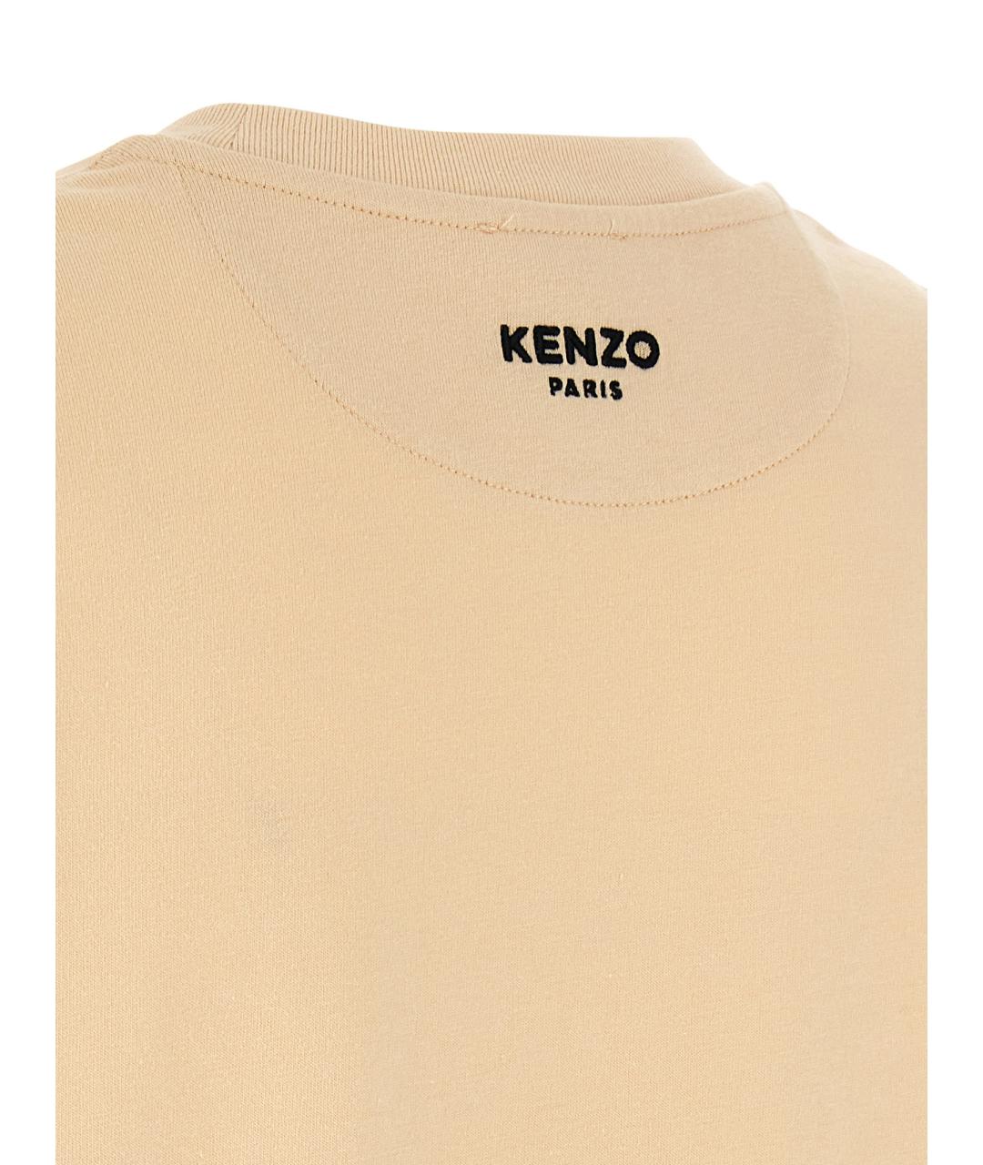 KENZO Бежевая хлопковая футболка, фото 4