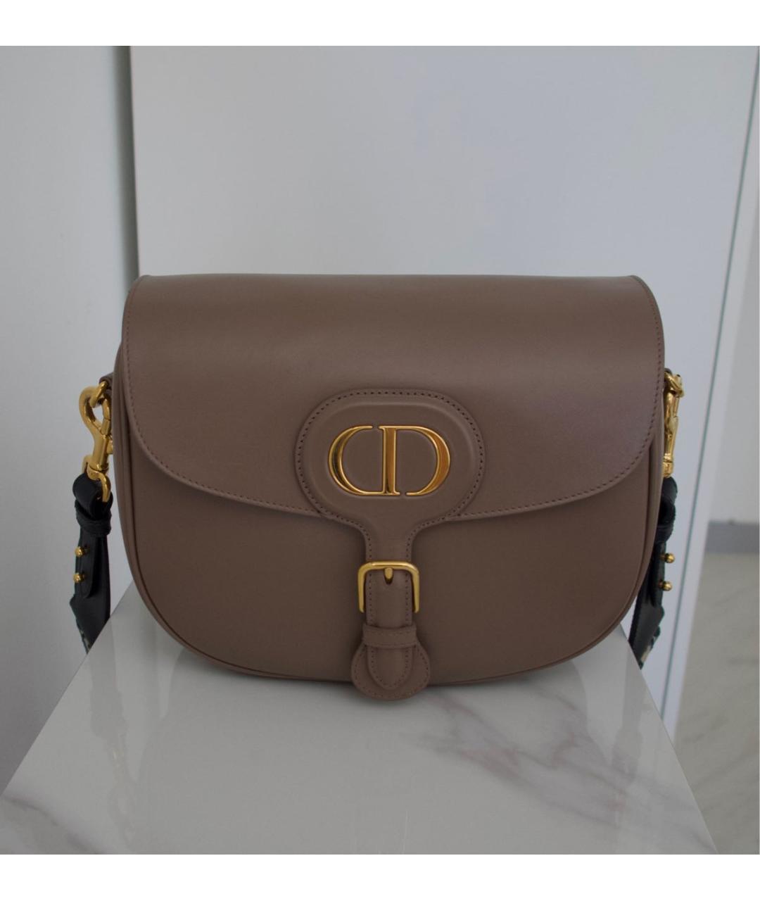 CHRISTIAN DIOR Бежевая кожаная сумка через плечо, фото 5