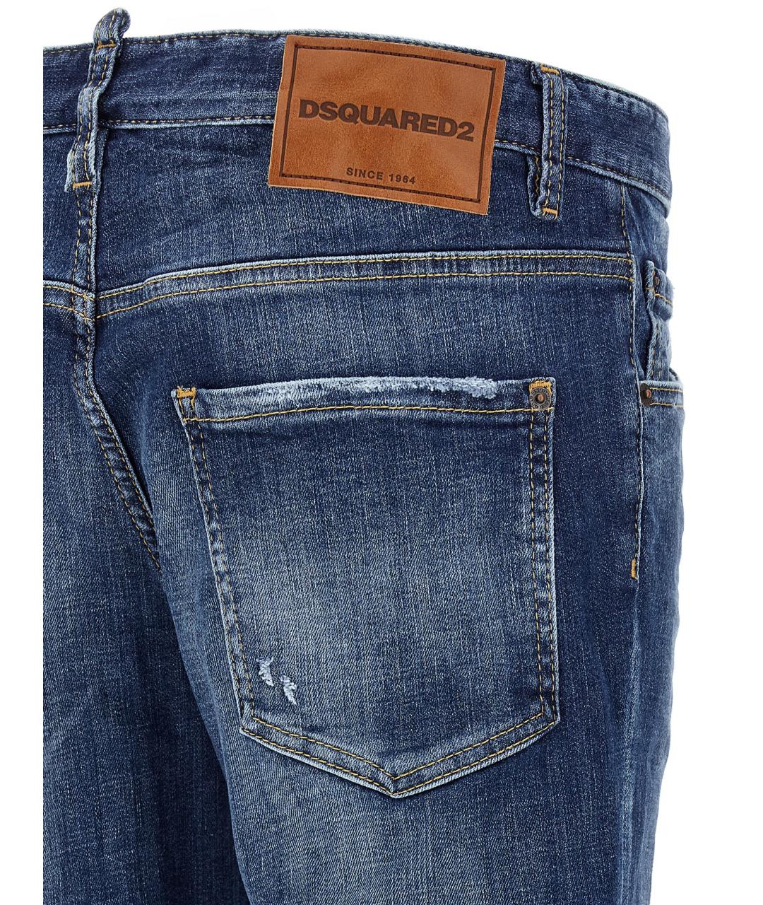 DSQUARED2 Синие хлопковые прямые джинсы, фото 4