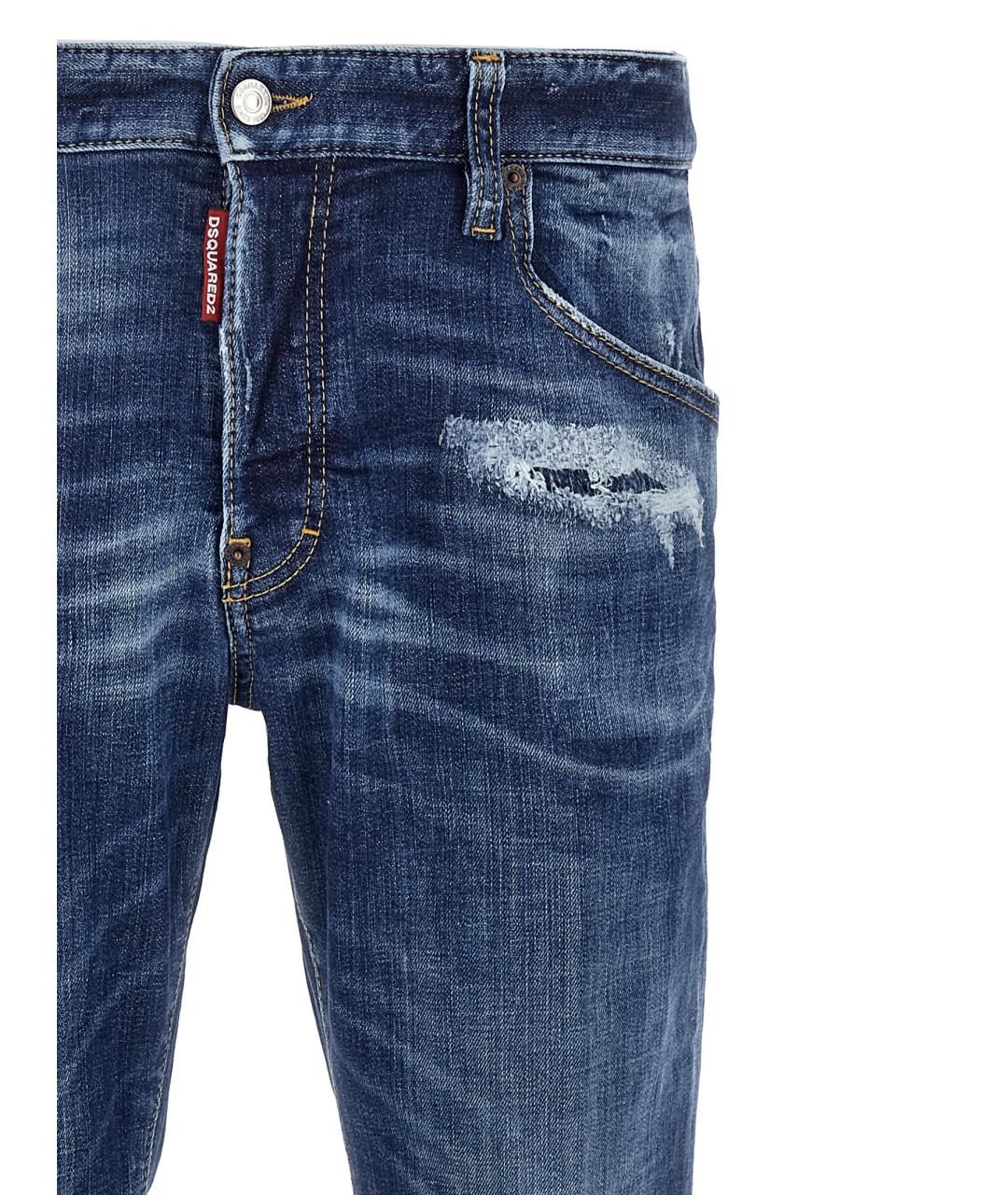 DSQUARED2 Синие хлопковые прямые джинсы, фото 3