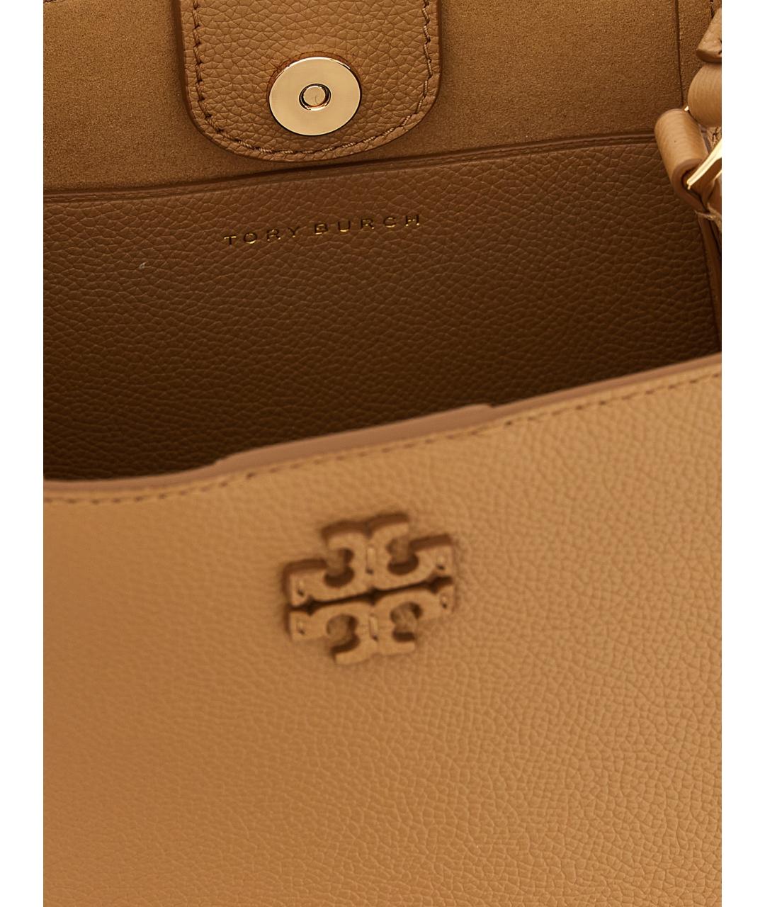 TORY BURCH Бежевая кожаная сумка тоут, фото 4