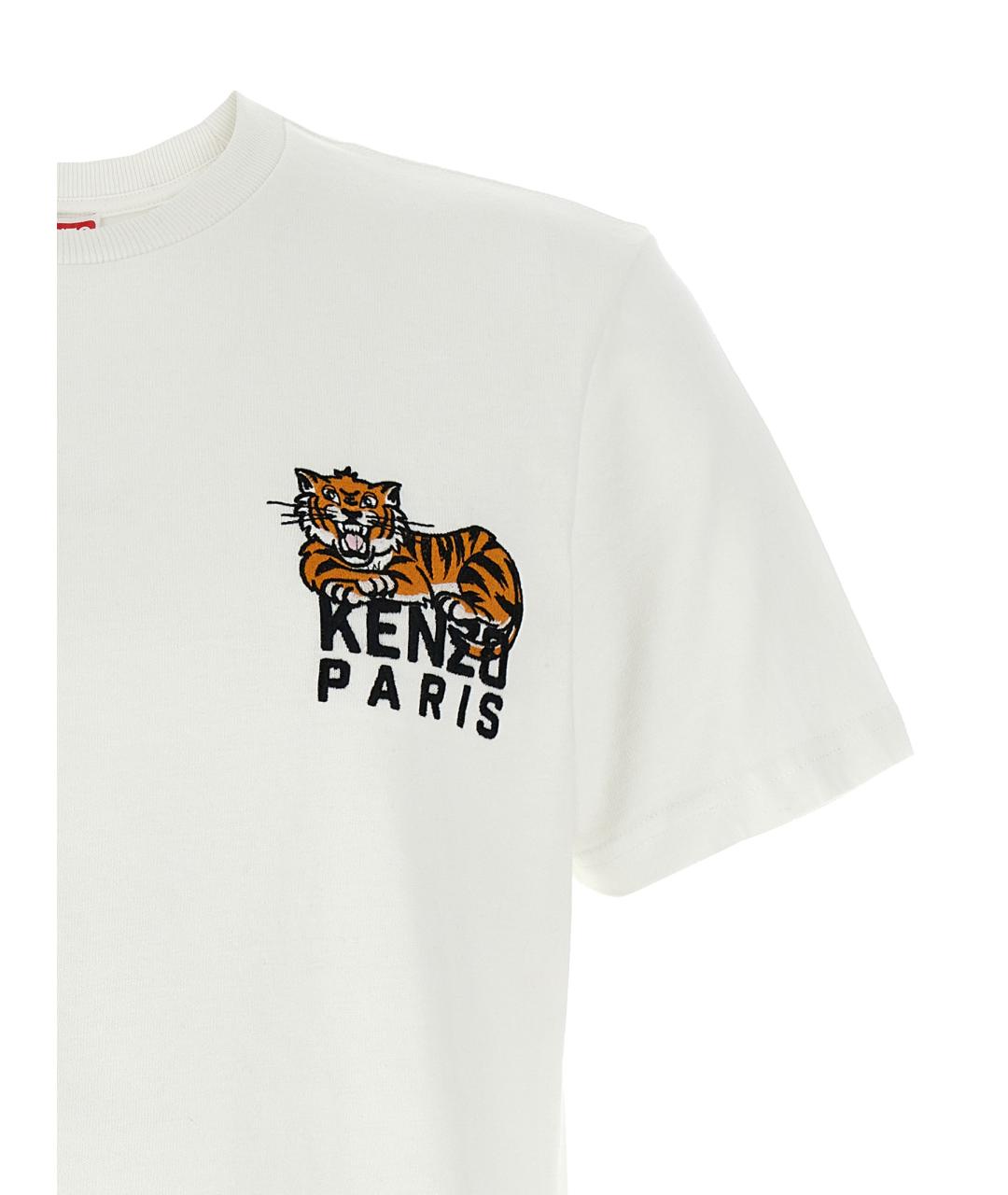 KENZO Белая хлопковая футболка, фото 3