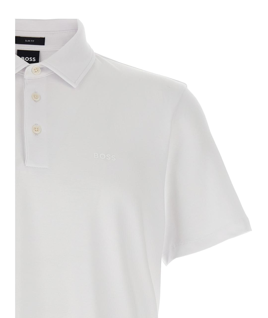 HUGO BOSS Белое хлопковое поло с коротким рукавом, фото 3
