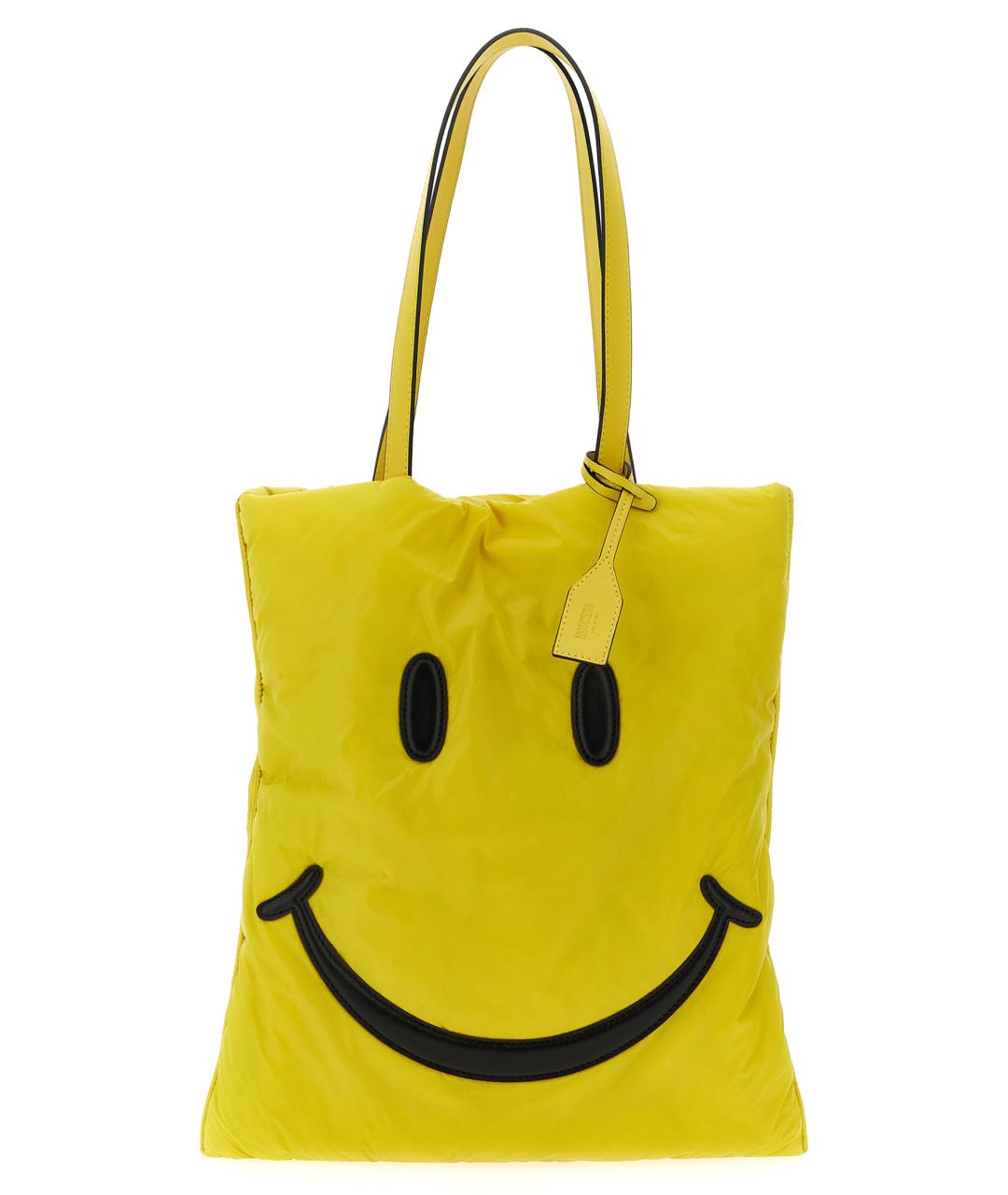 MOSCHINO Желтая синтетическая сумка тоут, фото 1