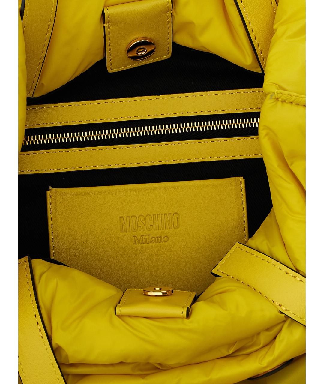 MOSCHINO Желтая синтетическая сумка тоут, фото 4
