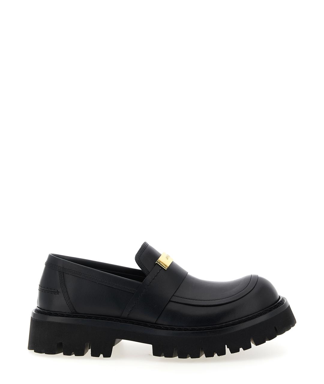 MOSCHINO Черные кожаные лоферы, фото 1