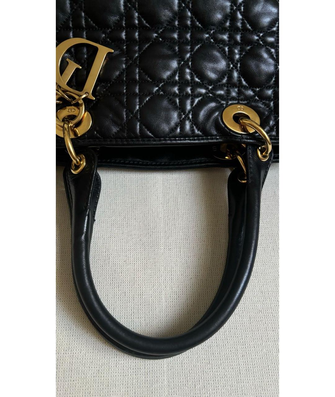 CHRISTIAN DIOR Черная кожаная сумка с короткими ручками, фото 3