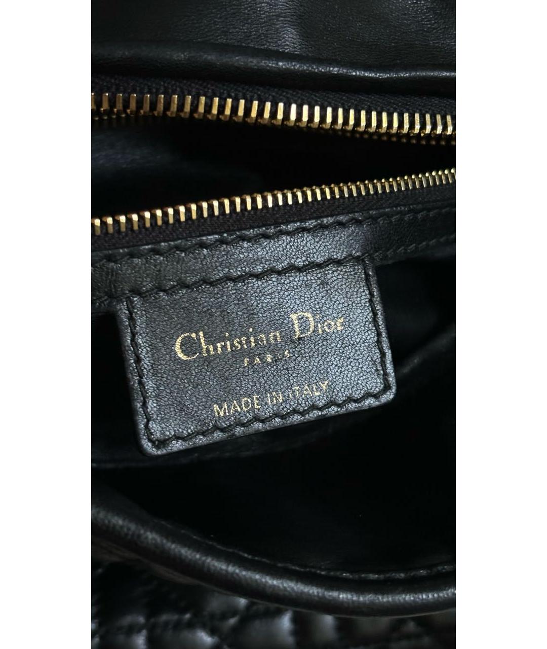CHRISTIAN DIOR Черная кожаная сумка с короткими ручками, фото 7