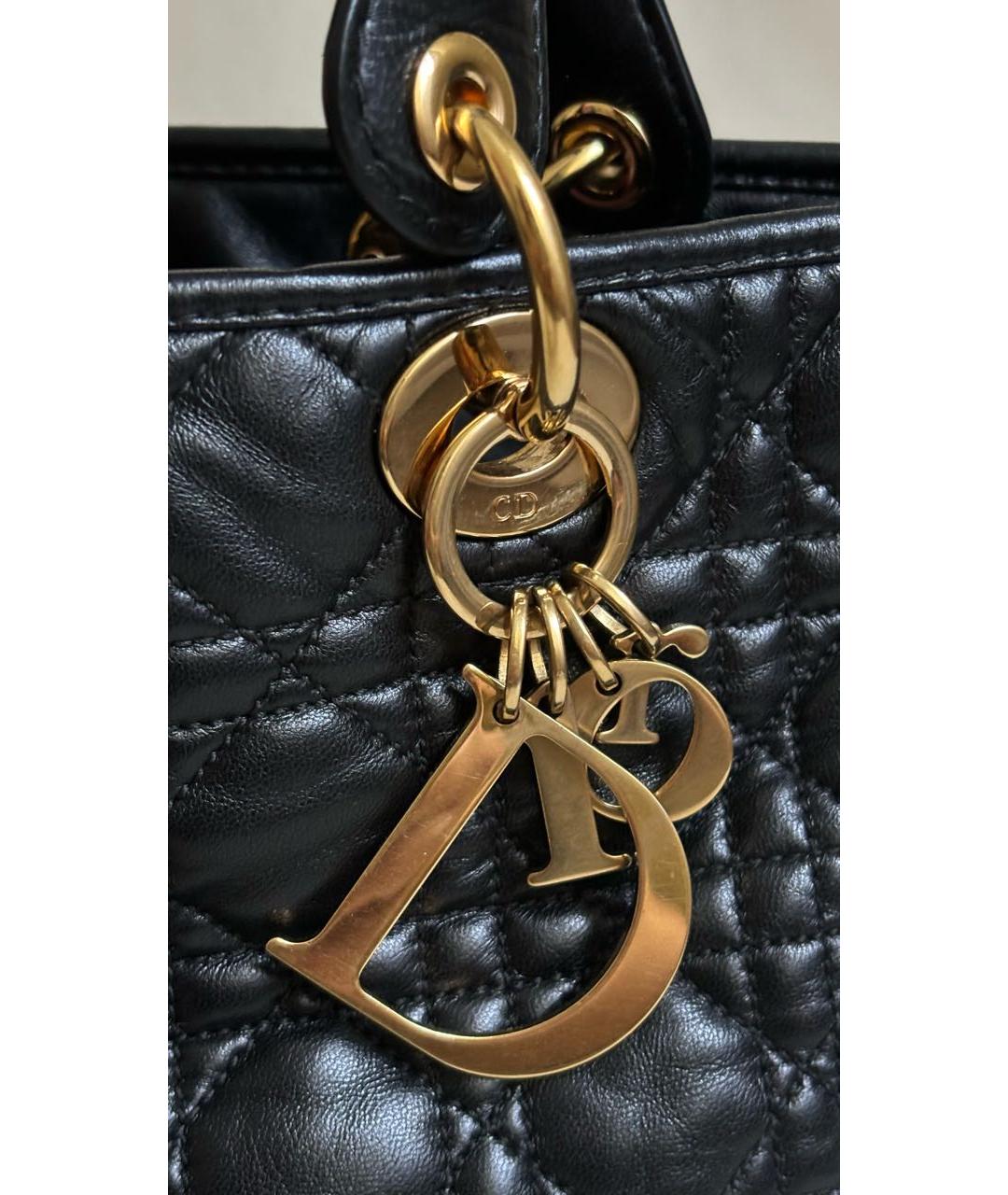CHRISTIAN DIOR Черная кожаная сумка с короткими ручками, фото 5