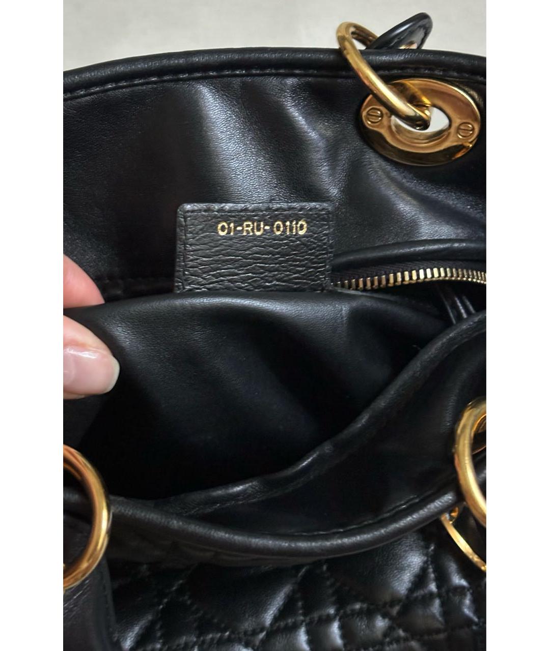 CHRISTIAN DIOR Черная кожаная сумка с короткими ручками, фото 8