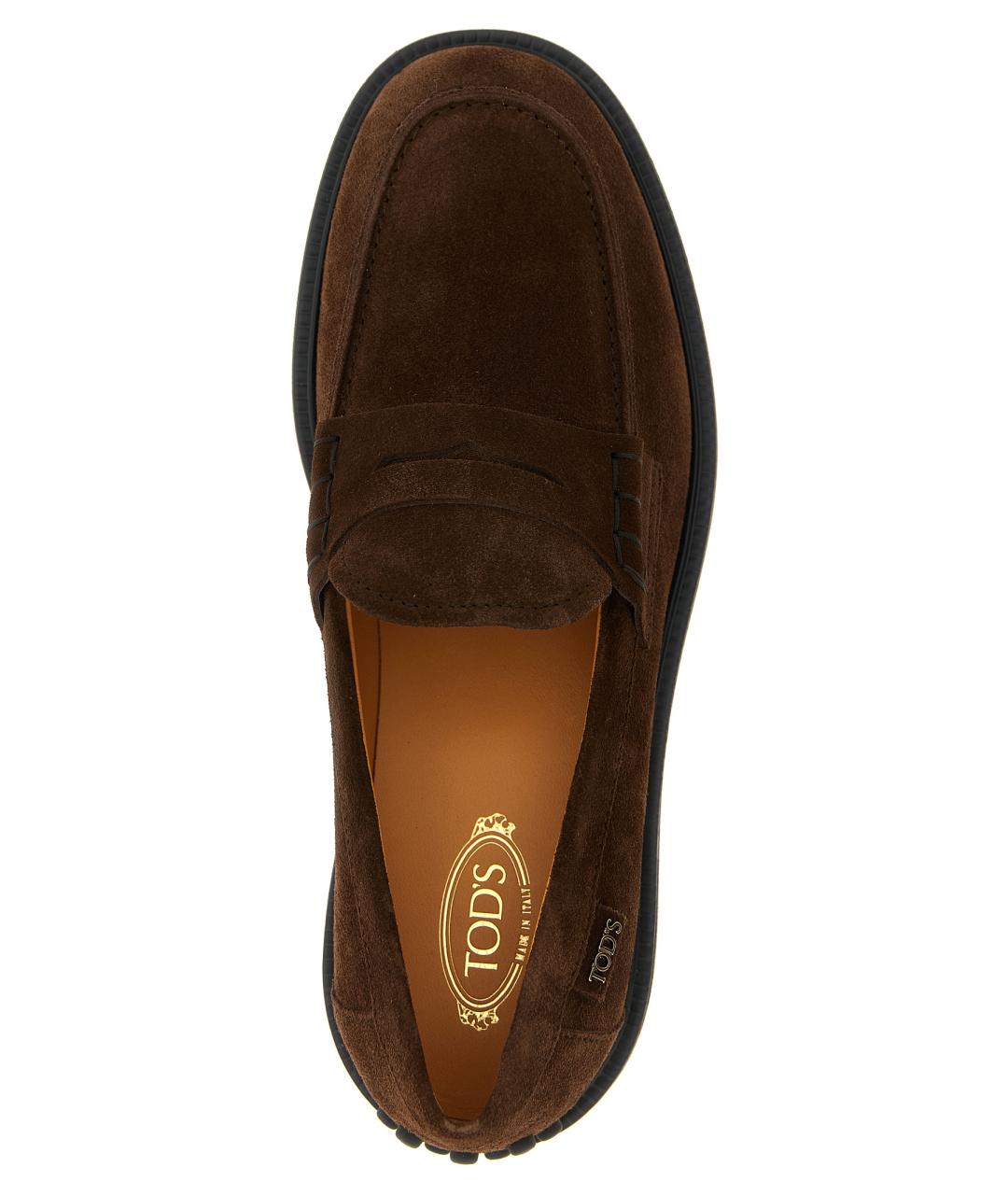 TOD'S Коричневые замшевые лоферы, фото 4