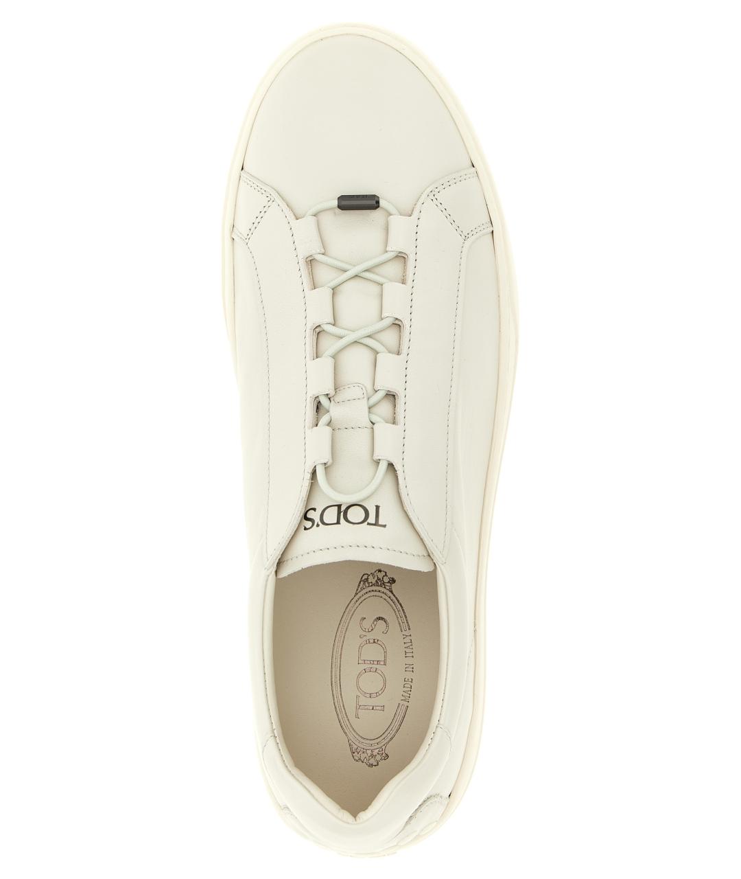 TOD'S Бежевые кожаные низкие кроссовки / кеды, фото 4