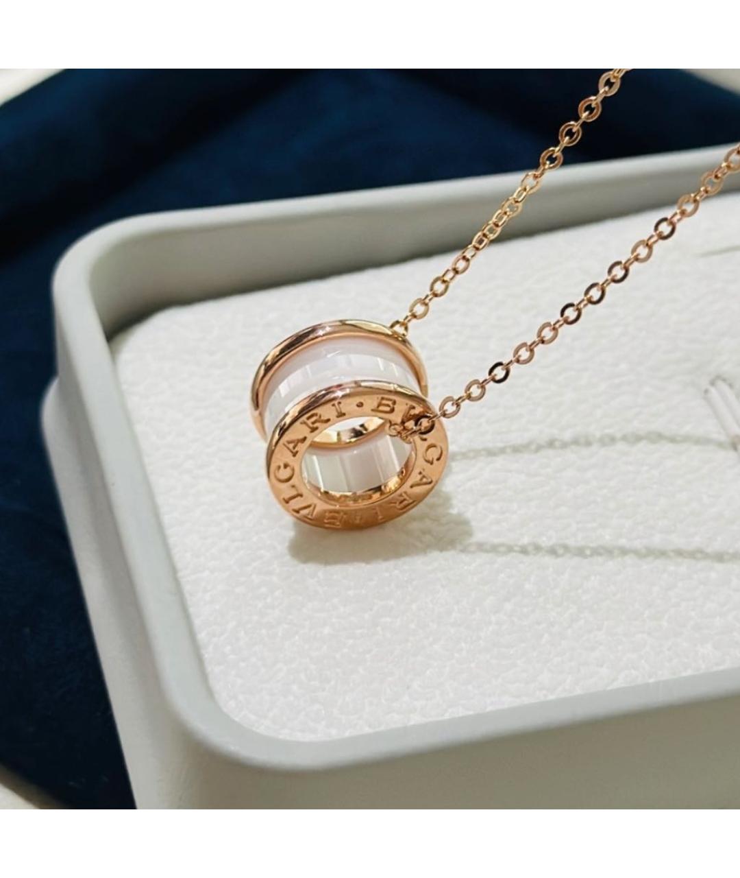 BVLGARI Белая подвеска из розового золота, фото 3
