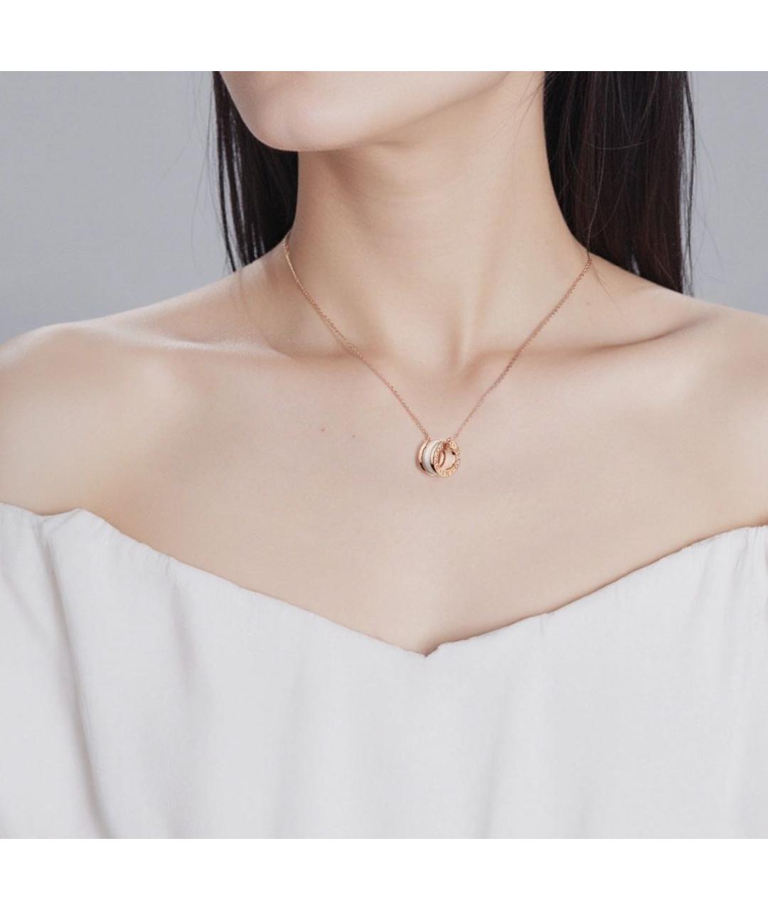 BVLGARI Белая подвеска из розового золота, фото 2