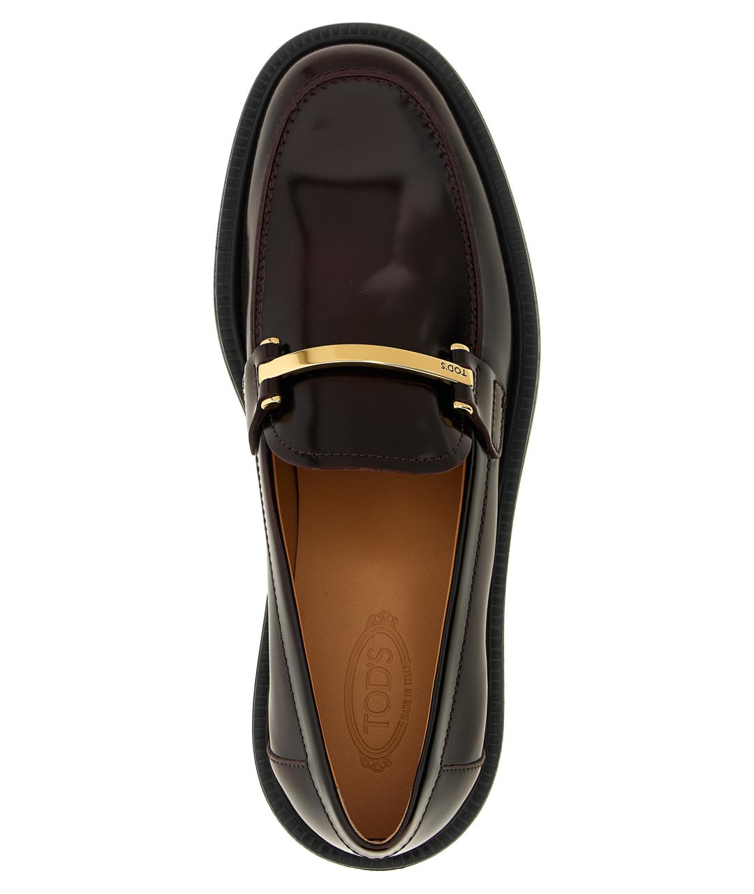 TOD'S Бордовые кожаные лоферы, фото 4