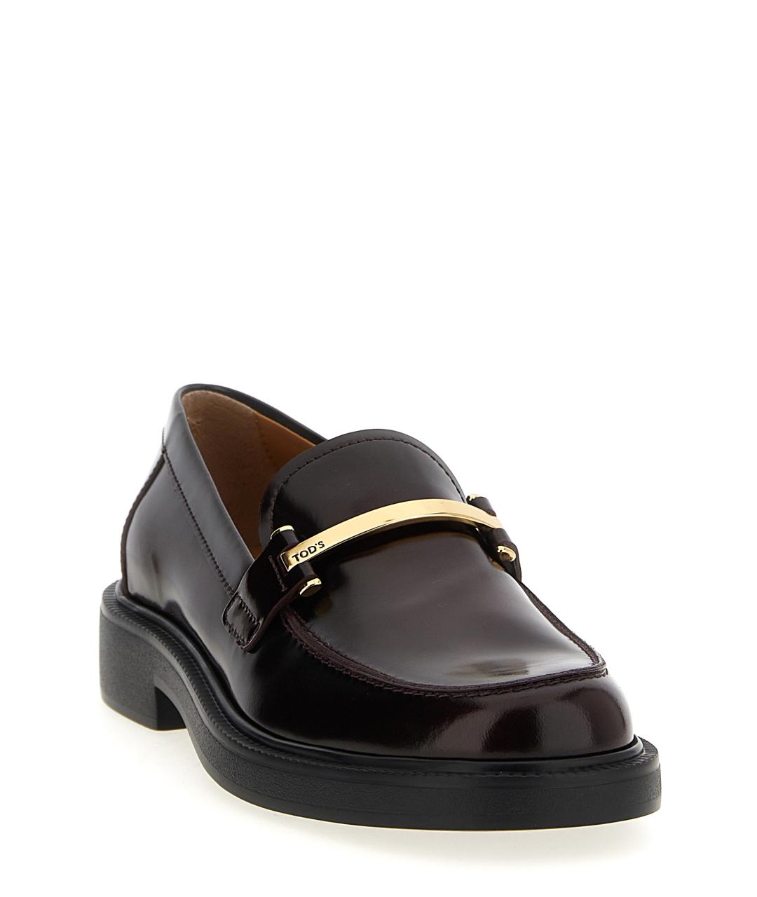 TOD'S Бордовые кожаные лоферы, фото 2
