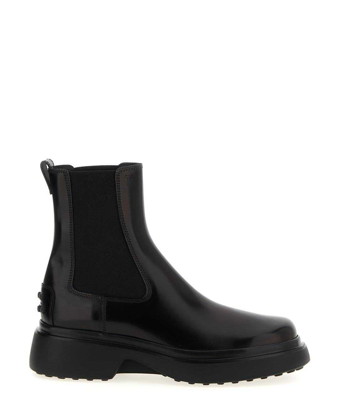 TOD'S Черные кожаные ботинки, фото 1
