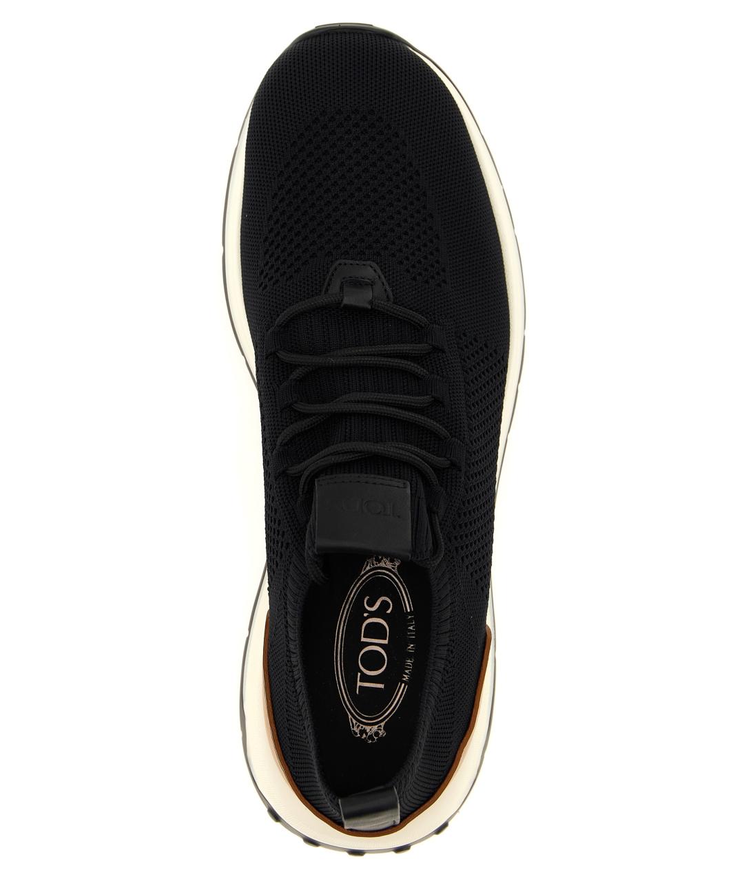 TOD'S Черные текстильные низкие кроссовки / кеды, фото 4