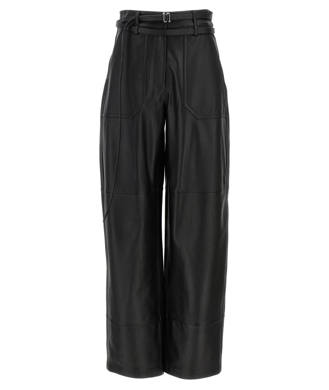 SPORTMAX Черные кожаные прямые брюки, фото 1