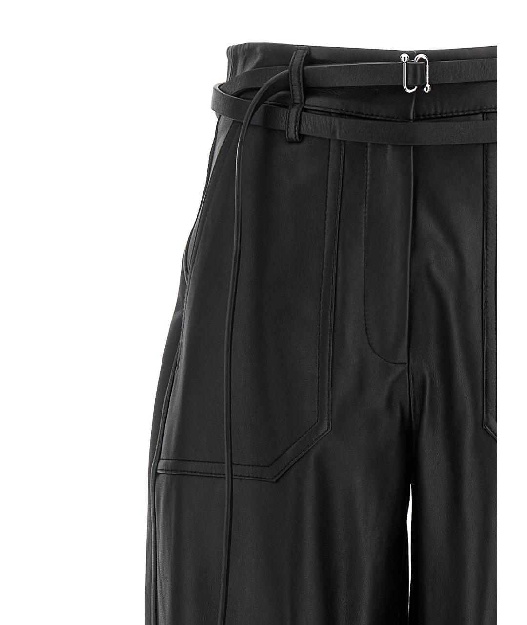 SPORTMAX Черные кожаные прямые брюки, фото 3
