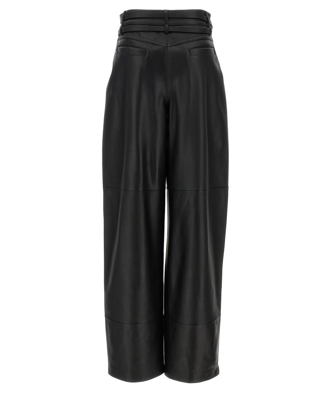 SPORTMAX Черные кожаные прямые брюки, фото 2