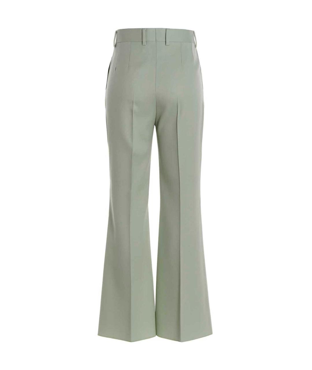 LANVIN Зеленые шерстяные прямые брюки, фото 2