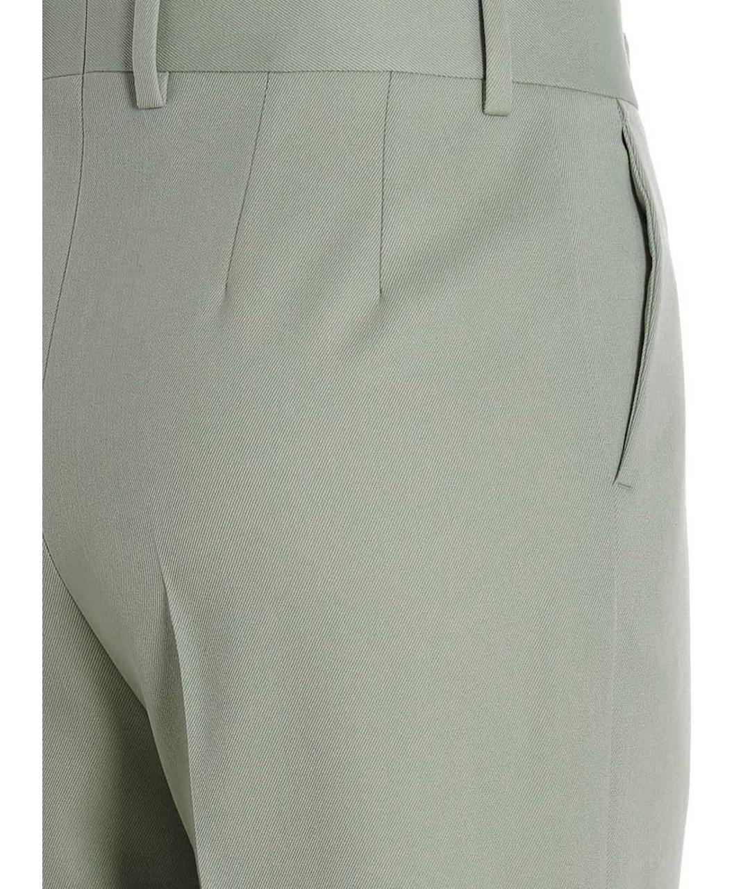 LANVIN Зеленые шерстяные прямые брюки, фото 4