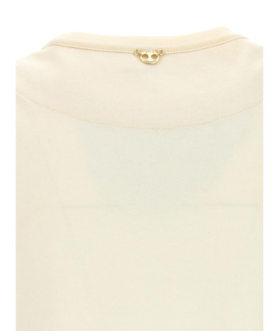 PACO RABANNE Золотая хлопковая футболка, фото 4