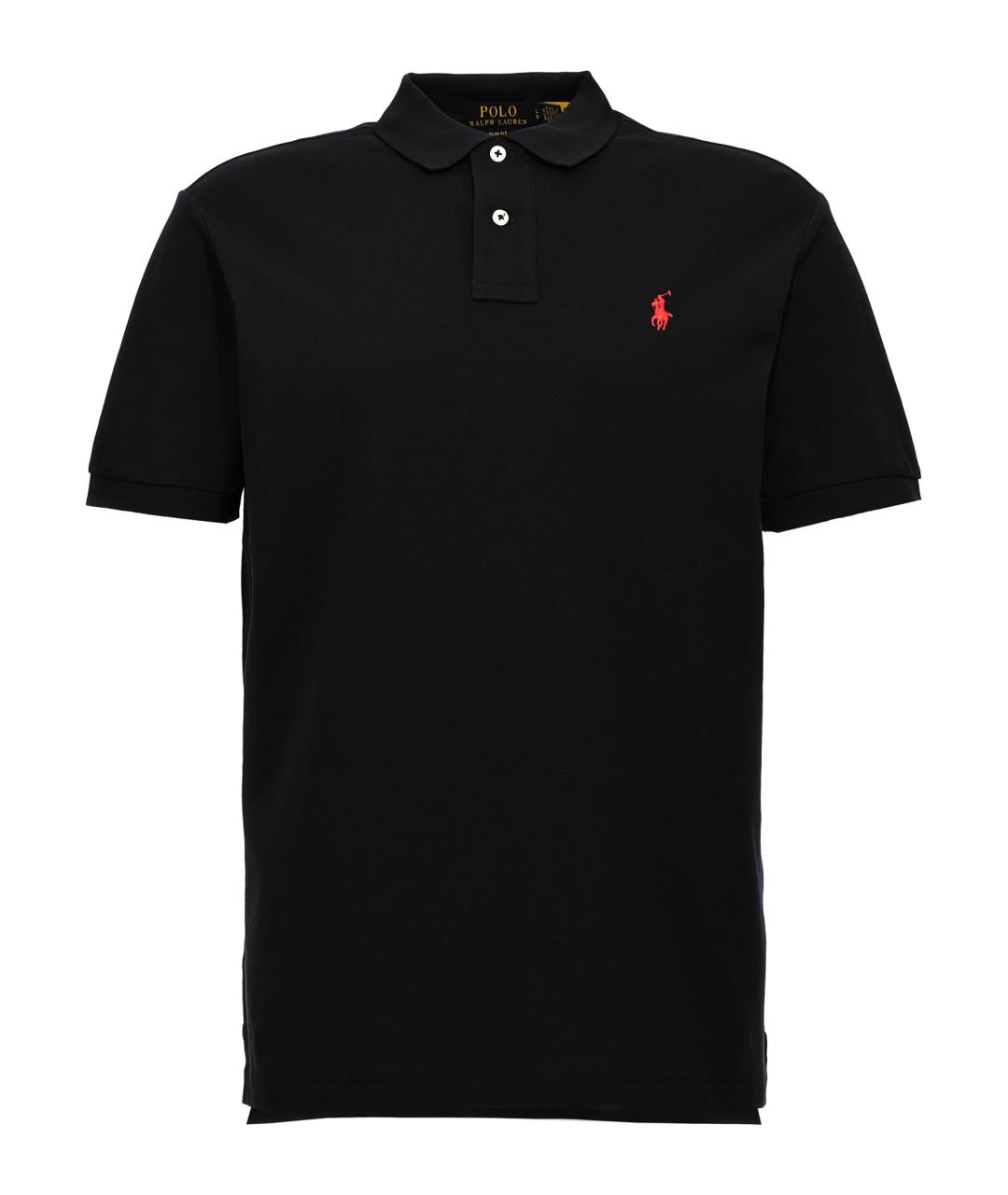 POLO RALPH LAUREN Черное хлопковое поло с коротким рукавом, фото 1