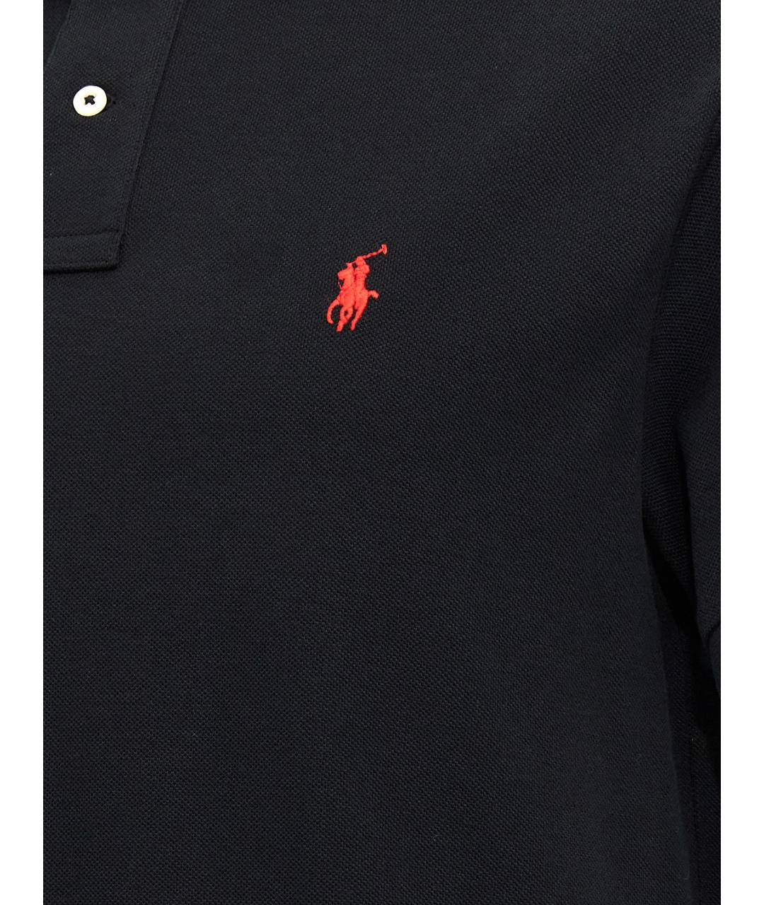 POLO RALPH LAUREN Черное хлопковое поло с коротким рукавом, фото 4