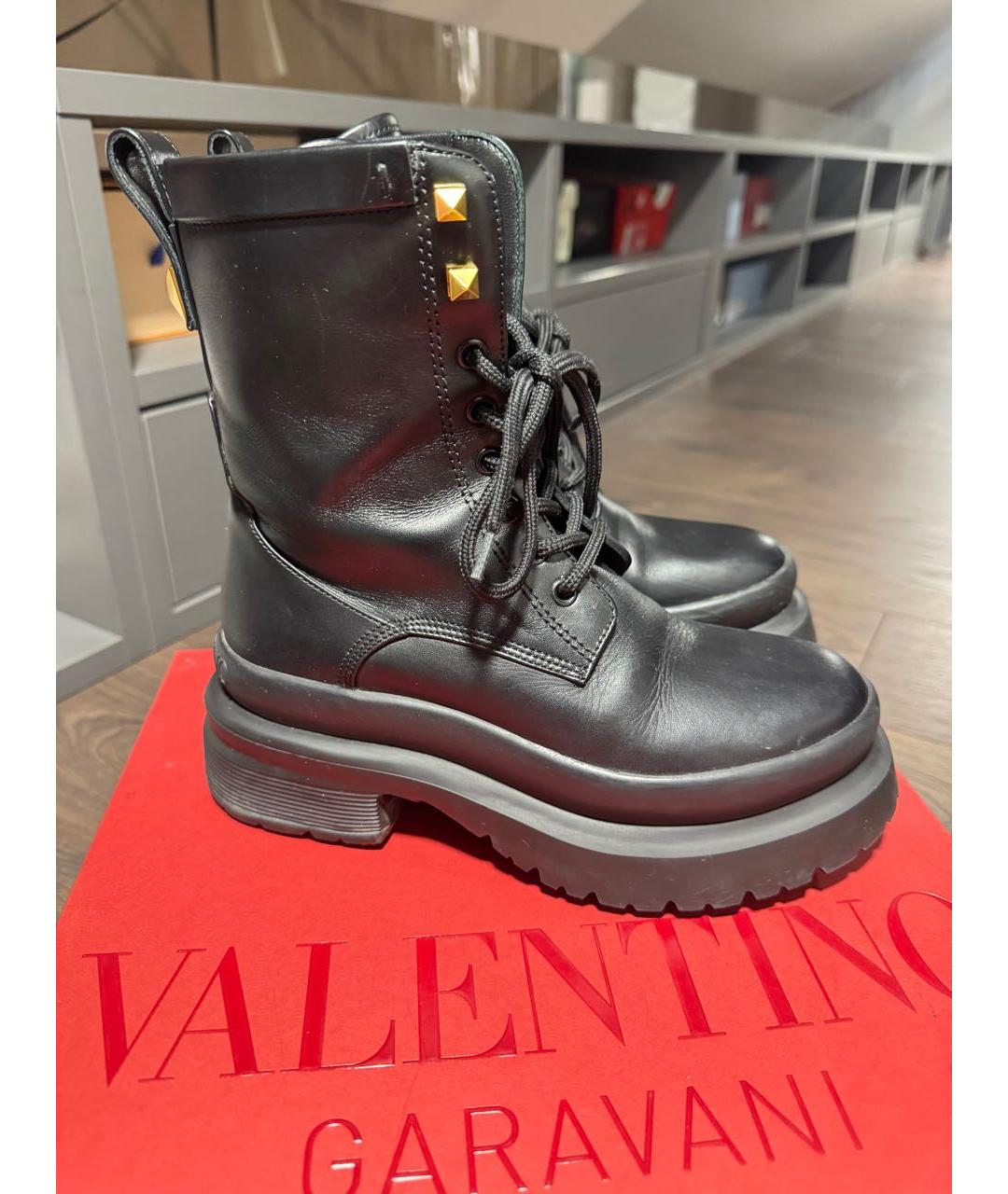 VALENTINO Черные кожаные ботинки, фото 7