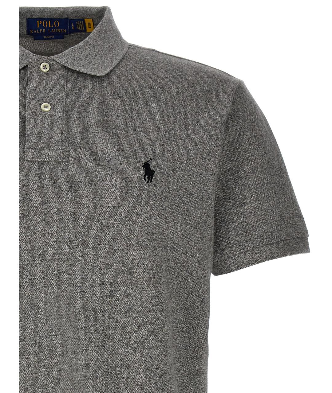 POLO RALPH LAUREN Серое хлопковое поло с коротким рукавом, фото 3