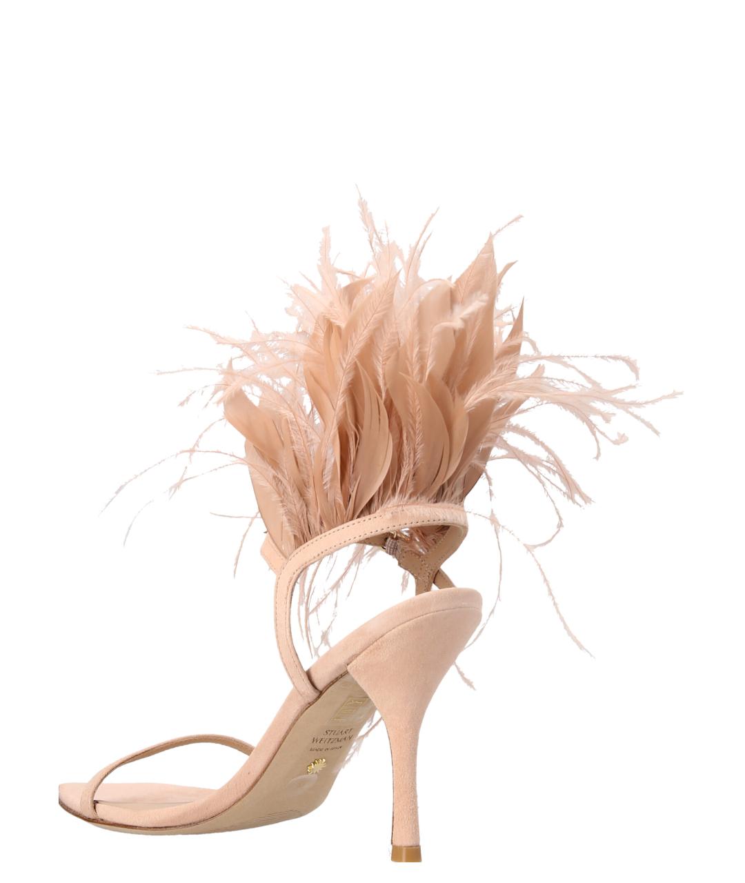 STUART WEITZMAN Бежевые кожаные босоножки, фото 2