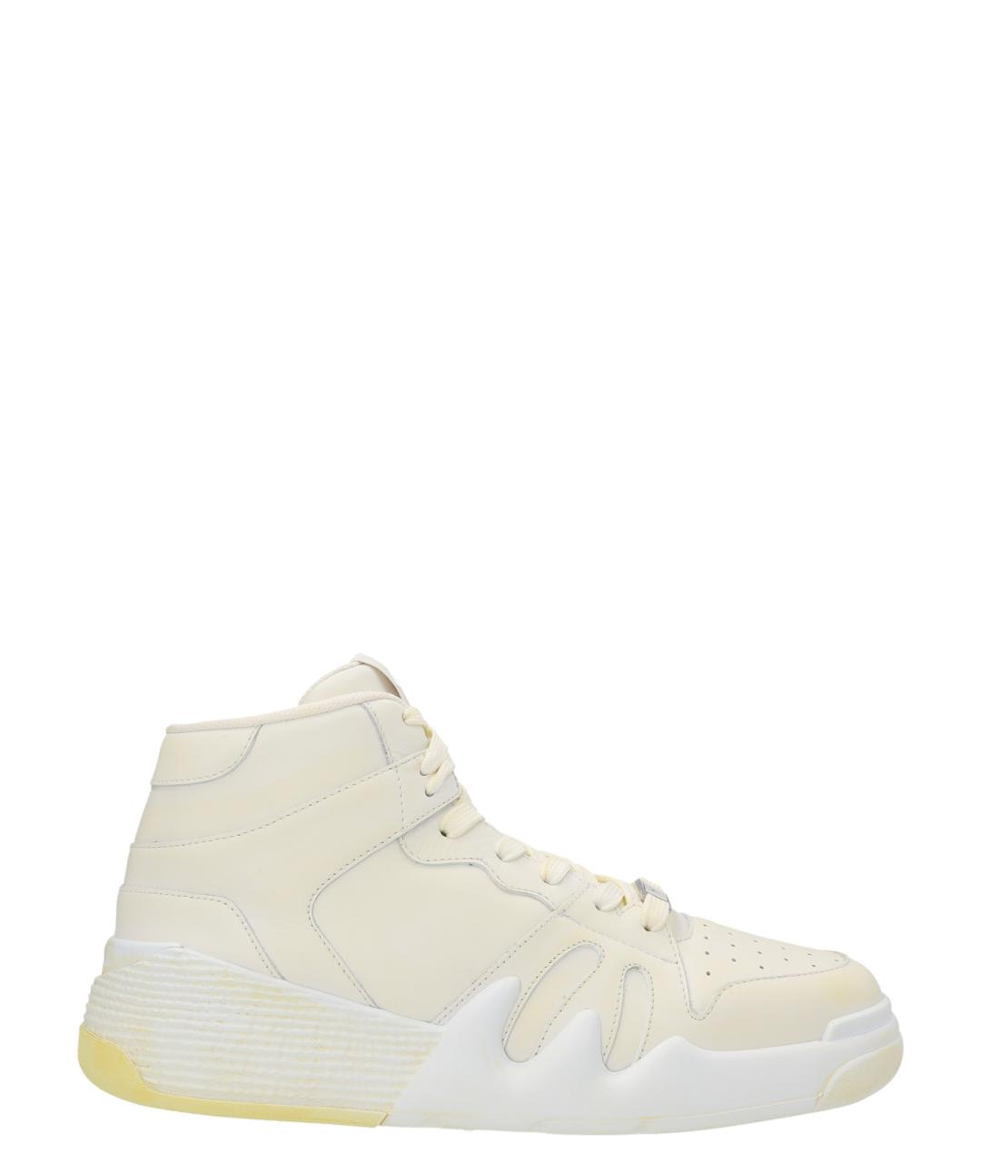 GIUSEPPE ZANOTTI DESIGN Белые кожаные высокие кроссовки / кеды, фото 1