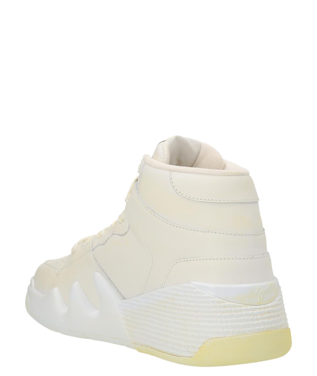 GIUSEPPE ZANOTTI DESIGN Белые кожаные высокие кроссовки / кеды, фото 2