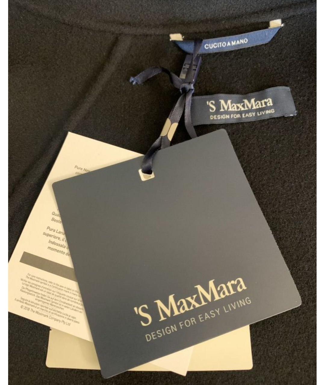 'S MAX MARA Черное шерстяное пальто, фото 3
