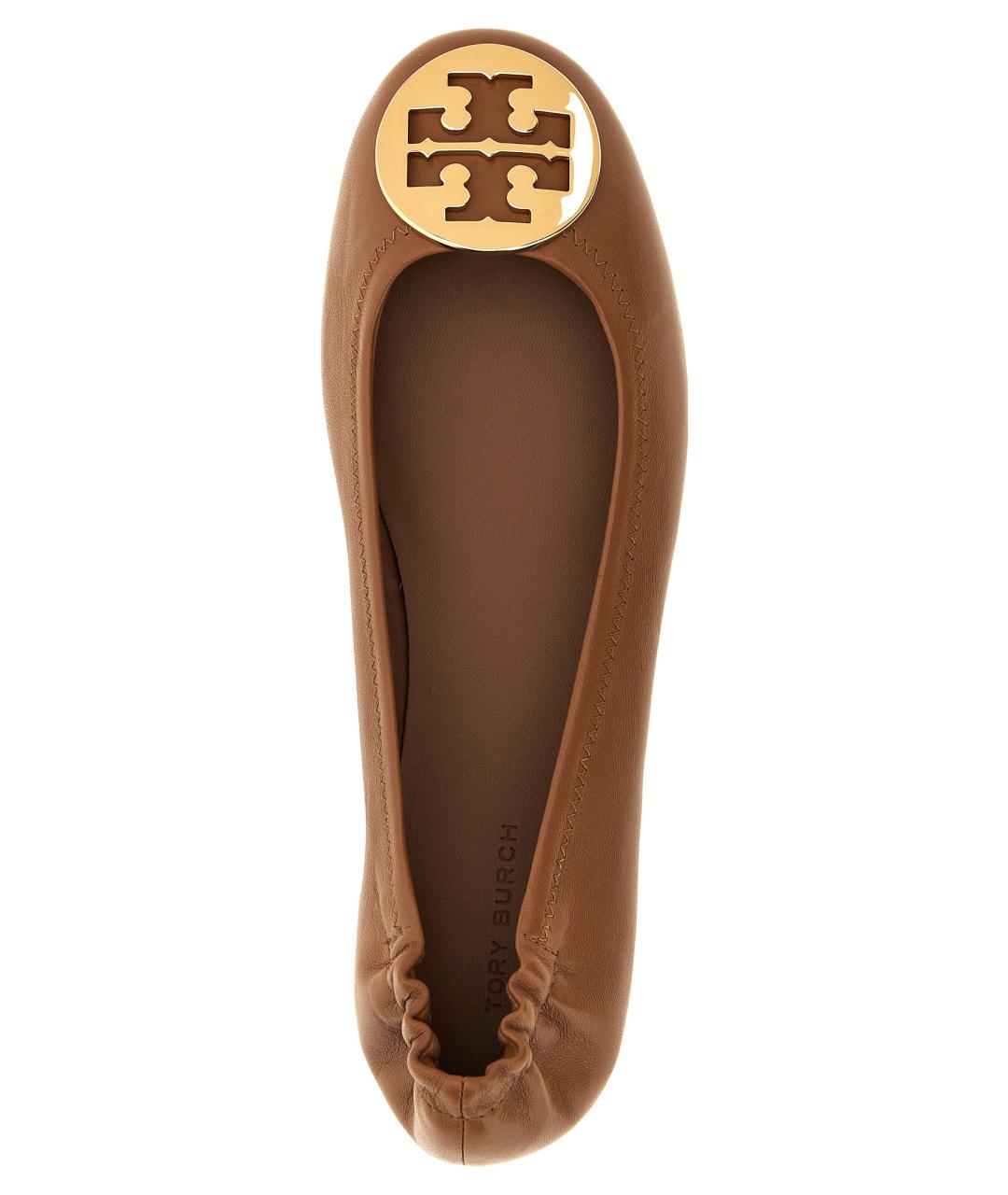 TORY BURCH Коричневые кожаные балетки, фото 4