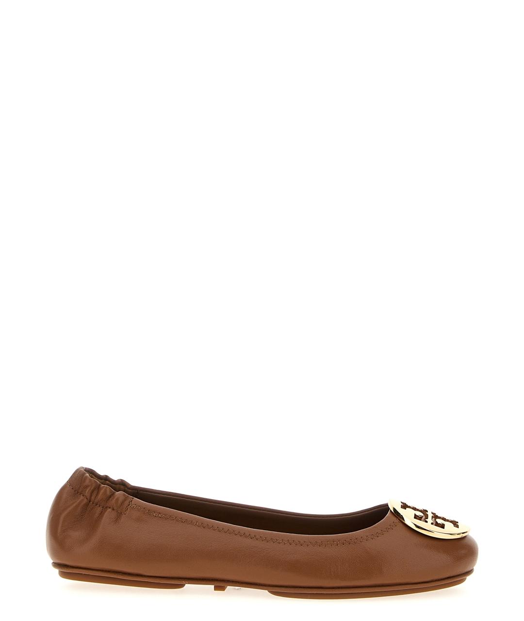 TORY BURCH Коричневые кожаные балетки, фото 1