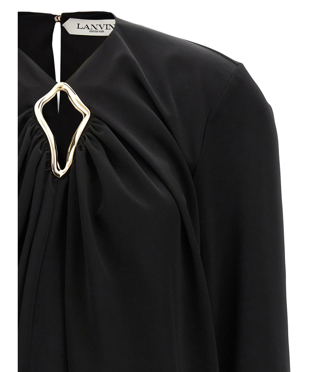 LANVIN Черная ацетатная блузы, фото 3
