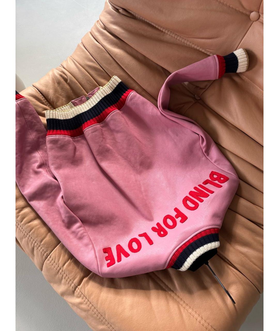 GUCCI Розовая кожаная куртка, фото 3