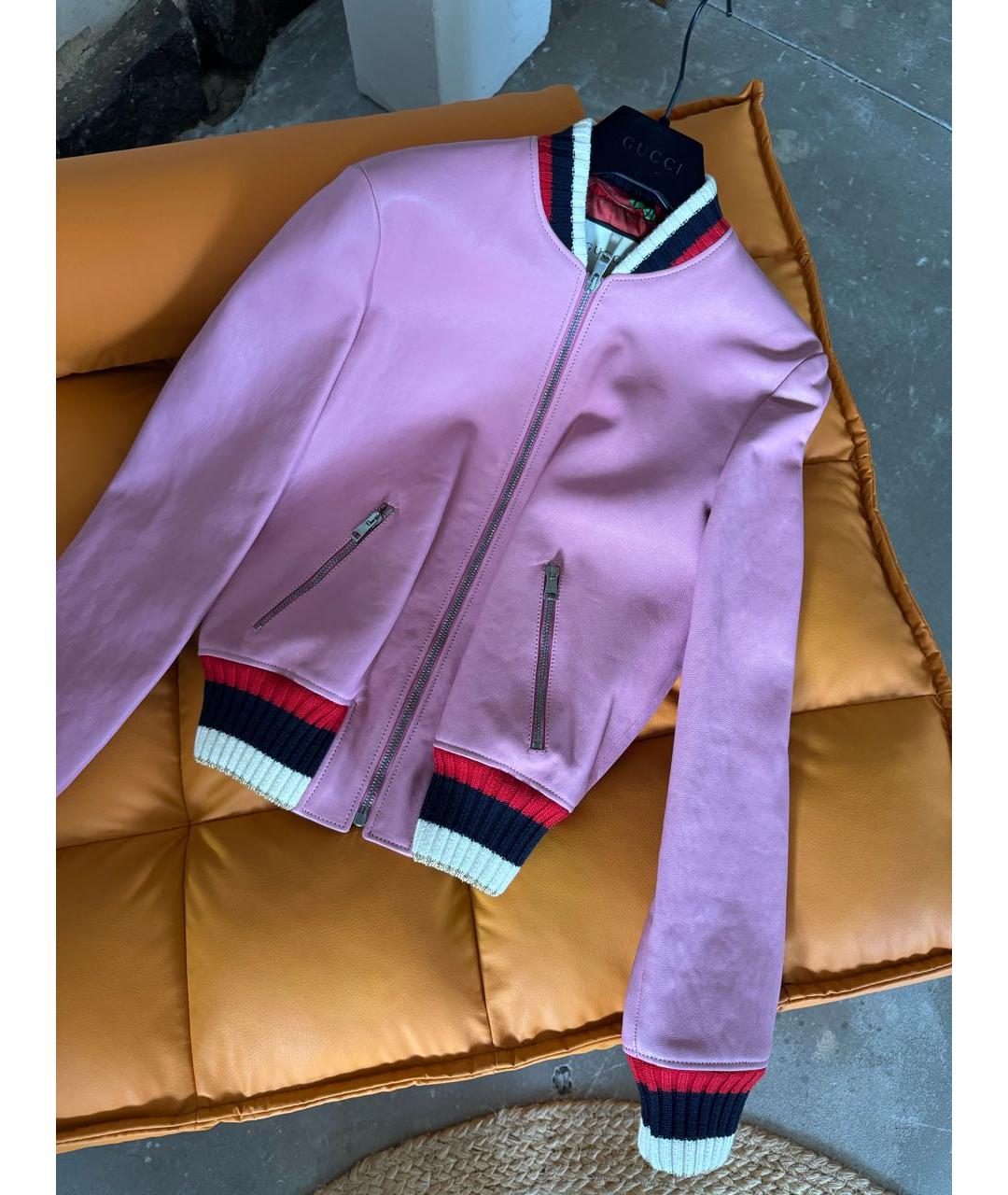 GUCCI Розовая кожаная куртка, фото 4