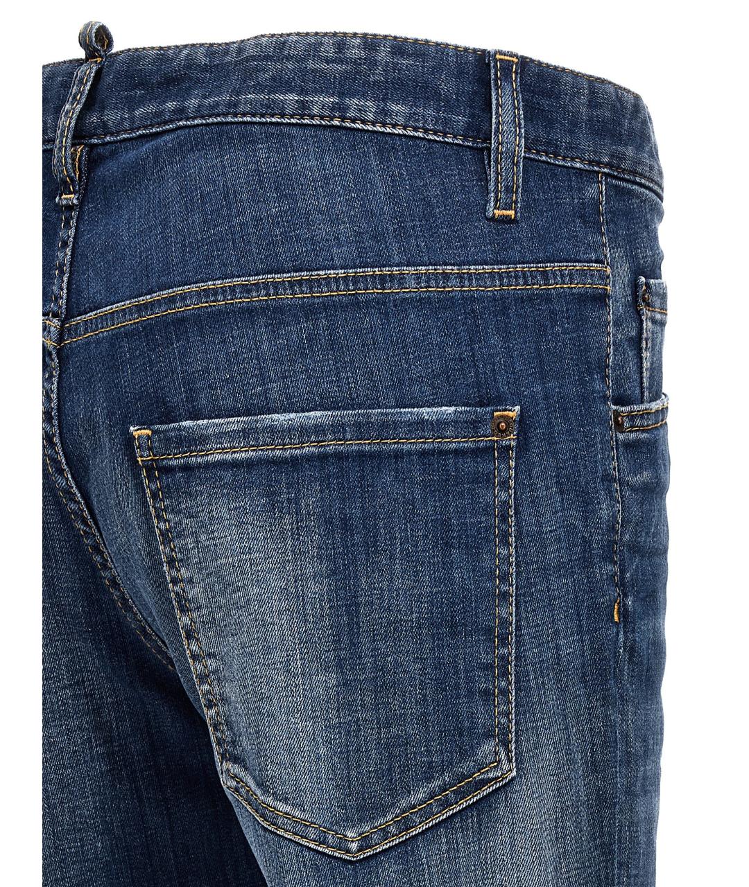 DSQUARED2 Синие хлопковые прямые джинсы, фото 4