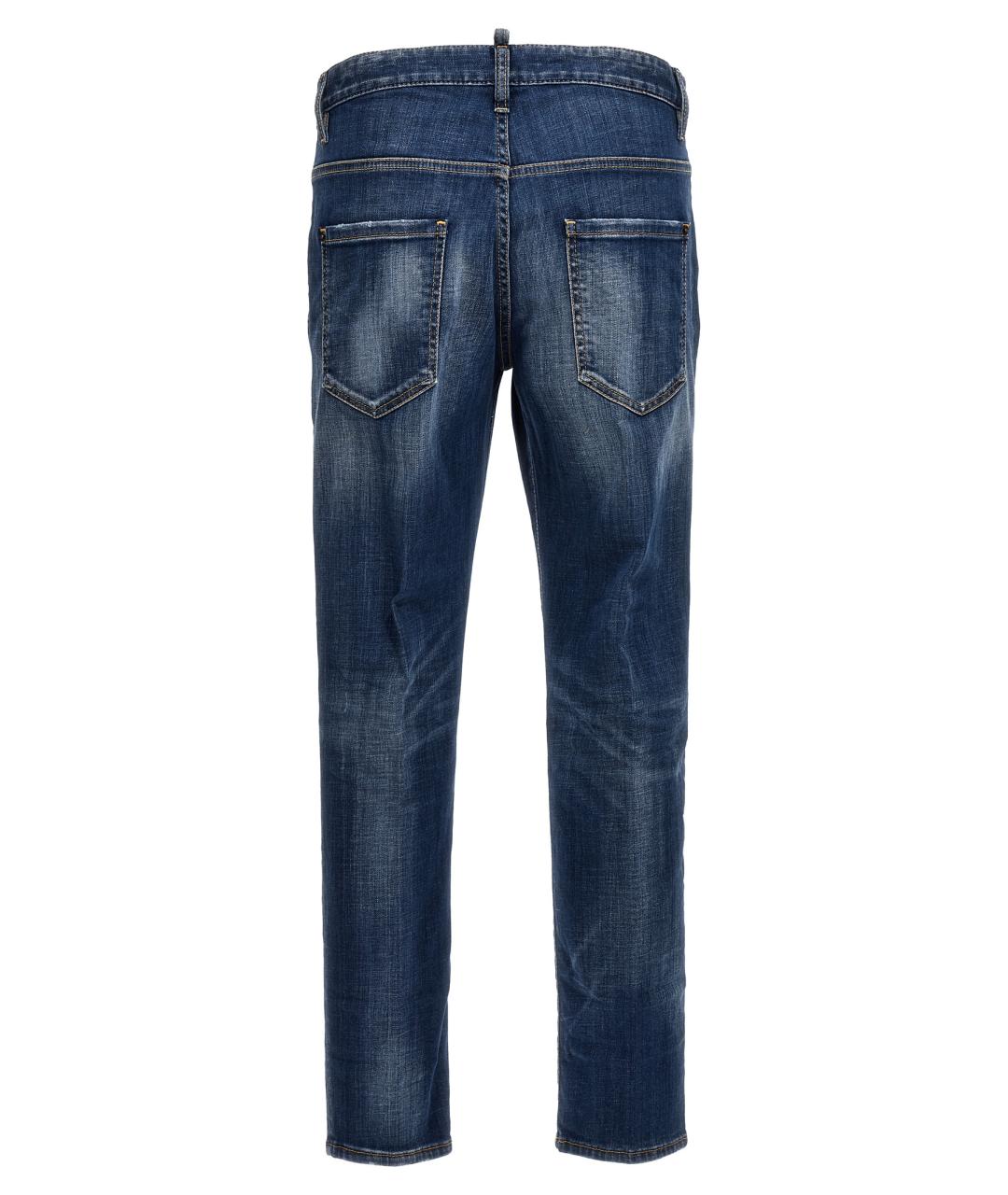 DSQUARED2 Синие хлопковые прямые джинсы, фото 2