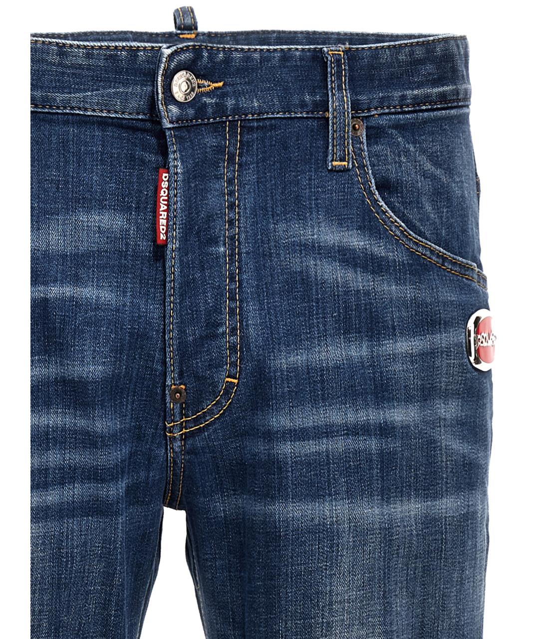 DSQUARED2 Синие хлопковые прямые джинсы, фото 3