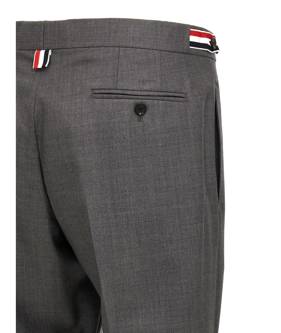 THOM BROWNE Серые шерстяные классические брюки, фото 4