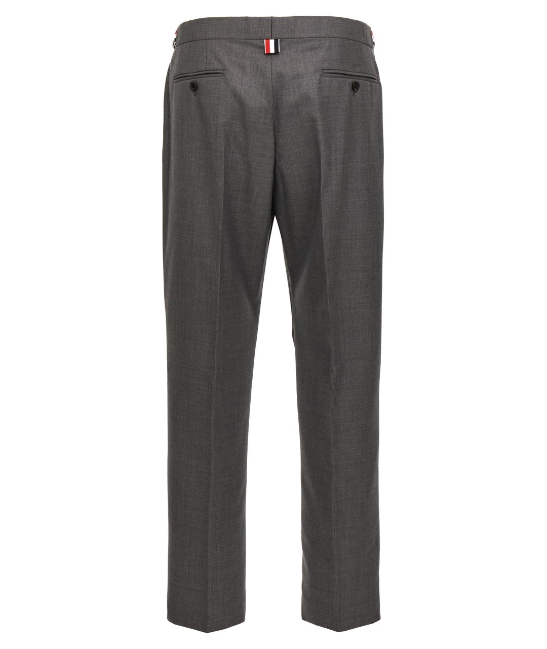 THOM BROWNE Серые шерстяные классические брюки, фото 2