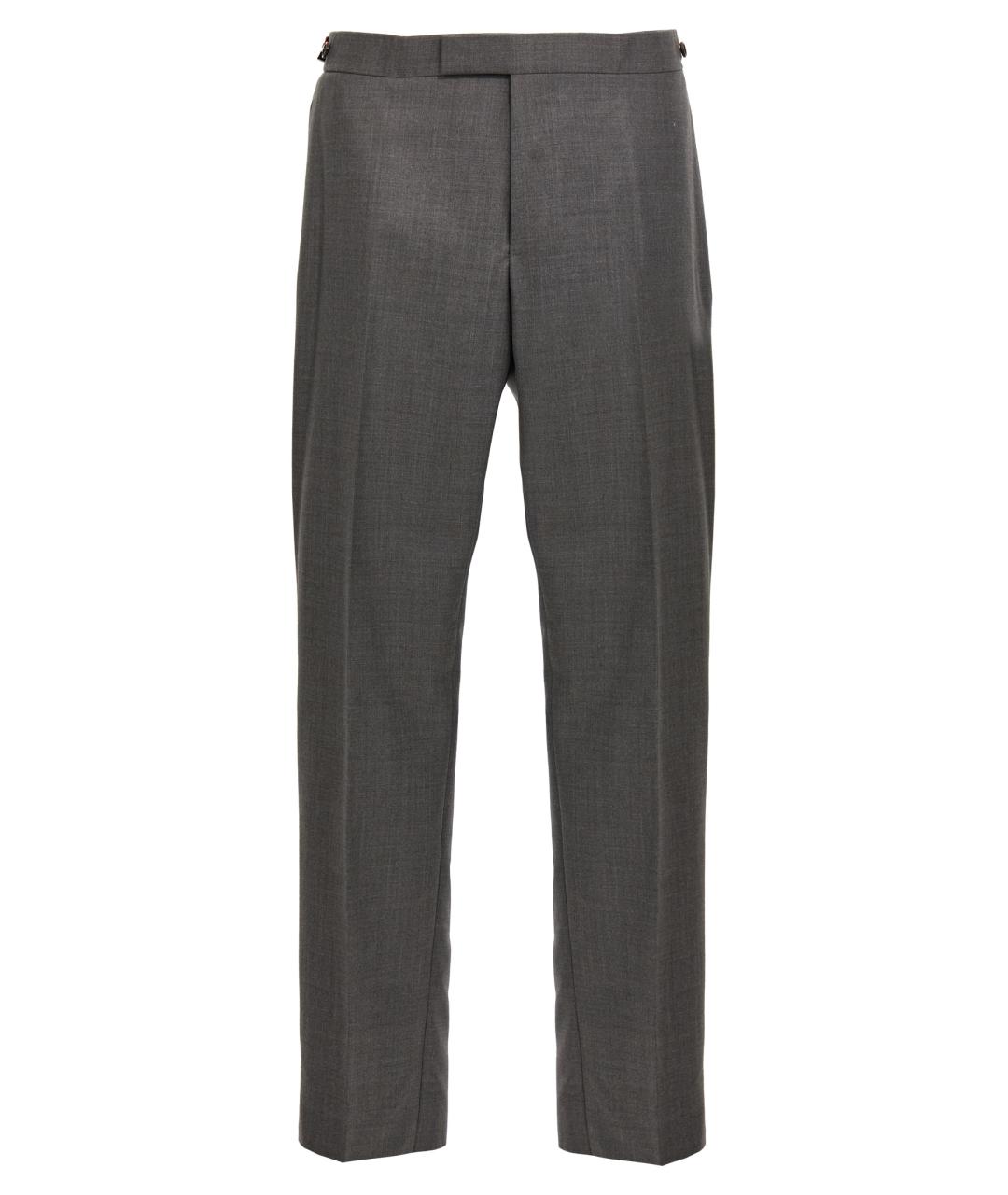 THOM BROWNE Серые шерстяные классические брюки, фото 1