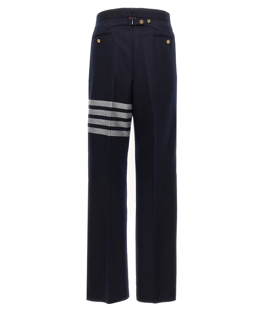 THOM BROWNE Синие шерстяные повседневные брюки, фото 2