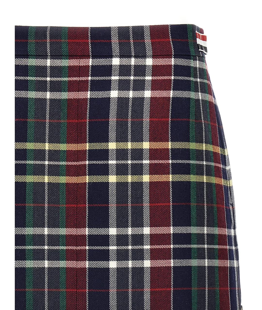THOM BROWNE Мульти шерстяная юбка мини, фото 3