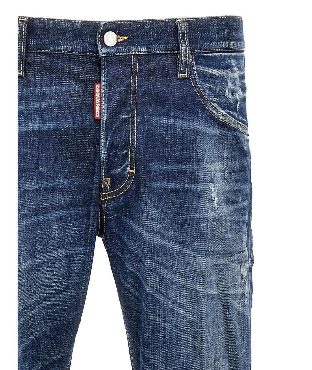 DSQUARED2 Синие хлопковые прямые джинсы, фото 3